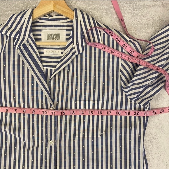 Grayson || Hero Striped Button Down Shirt Blue White 3 Medium - Picture 5 of 7